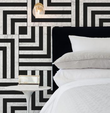 black marble tiles large-scale geometric custom printed wall covering