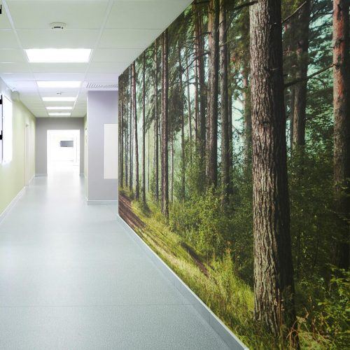 textured durable scrubbable antimicrobial wide width fabric backed vinyl wallcovering for healthcare hospital interiors