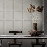 white contemporary panelling effect wallcovering for commercial interiors