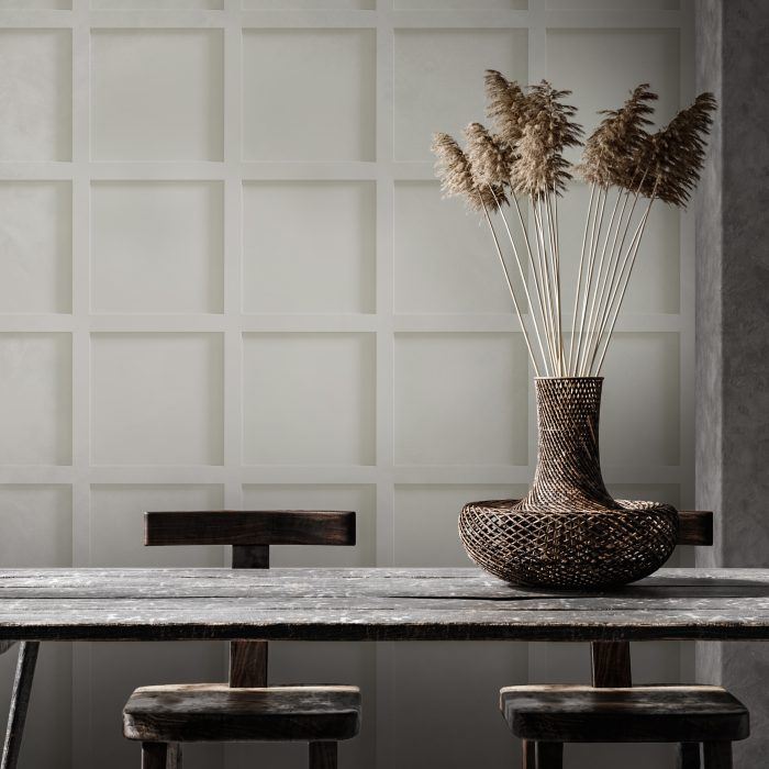 white contemporary panelling effect wallcovering for commercial interiors