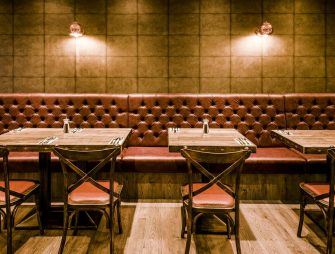Ashlar block fabrib-backed vinyl wallcovering at Ibis Styles Birmingham