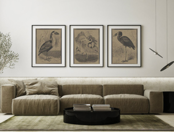 mock up poster frame in modern interior background, living room, Scandinavian style, 3D render, 3D illustration