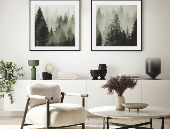 mock up poster frame in modern interior background, living room, Scandinavian style, 3D render, 3D illustration