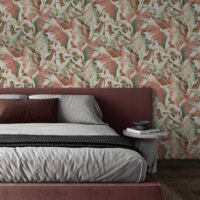 Folia Wallcoverings features expressive, hand-painted banana leaves in bold, trend-led colours.