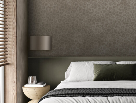 African ethnic style bedroom interior design apartment. Bed with dark green color blanket. Rustic simple mockup space. Hipster loft background image. 3d render. High quality 3d. 3D Illustration; Shutterstock ID 2282298433; purchase_order: -; job: -; client: -; other: -